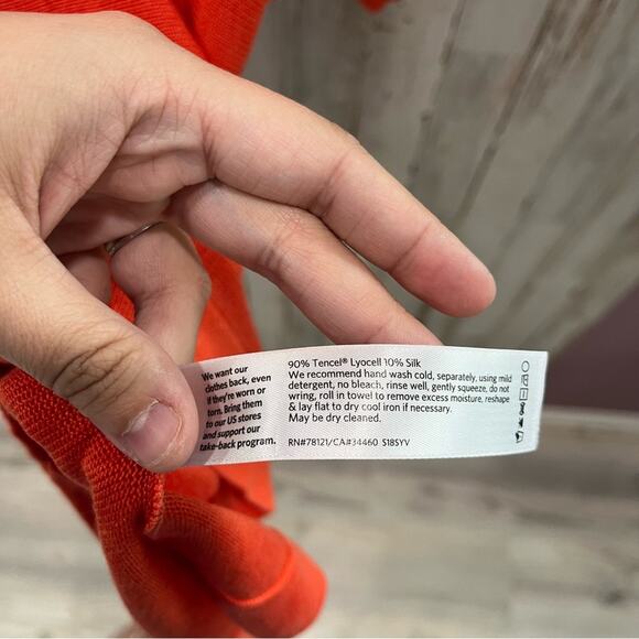 Eileen Fisher Short Sleeve SIlk Blend Sweater Bright Orange - Picture 3 of 6